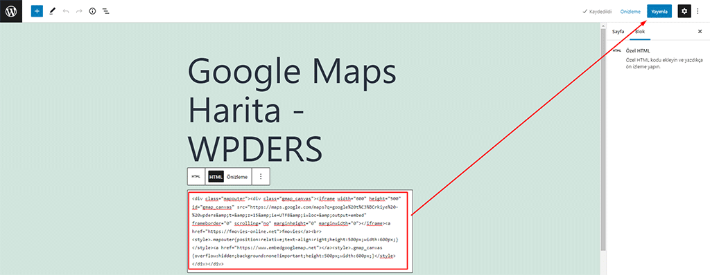 WordPress Google Maps Kodu Ekle